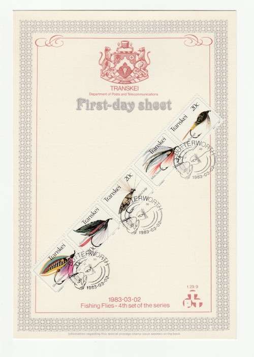 1983 Transkei Fishing Flies - 4th set of the series First-day Sheet 1.29.9 Starting Silver Wilkinson
