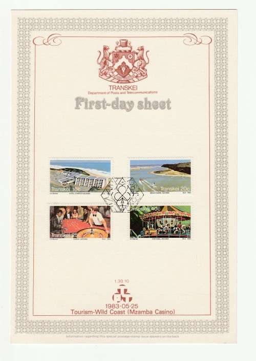 1983 Transkei Tourism-Wild Coast (Mzamba Casino) First-day Sheet 1.30.10