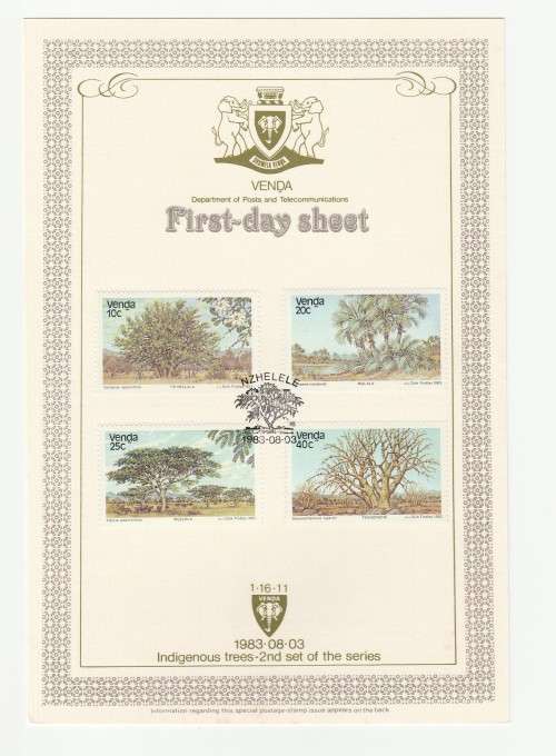 1983 Venda Indigenous trees - 2nd set of the series First-day Sheet 1.16.11