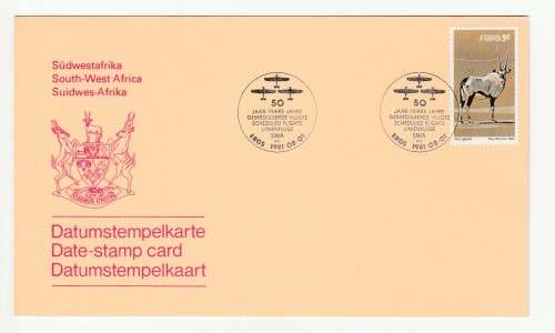 1981 South-West Africa 50 50 Years Scheduled Flights EROS Date-Stamp Card S10