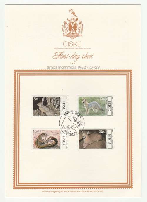 1982 Ciskei Small Mammals First-day Sheet 1.4.4