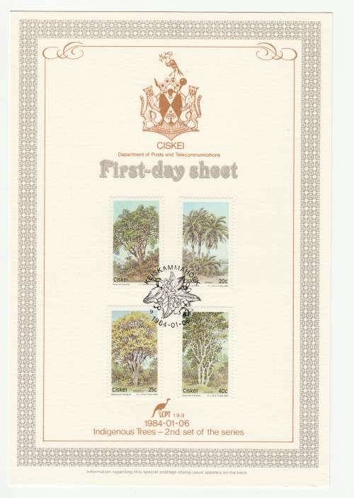 1984 Ciskei Indigenous Trees - 2nd set of the series First-day Sheet 1.9.9