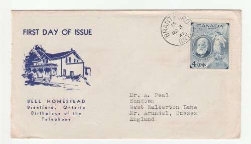 1947 Canada Bell Homestead FDC