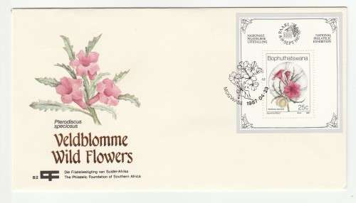 1987 Bophuthatswana Wild Flowers The Philatelic Foundation of Southern Africa Miniature Sheet B2