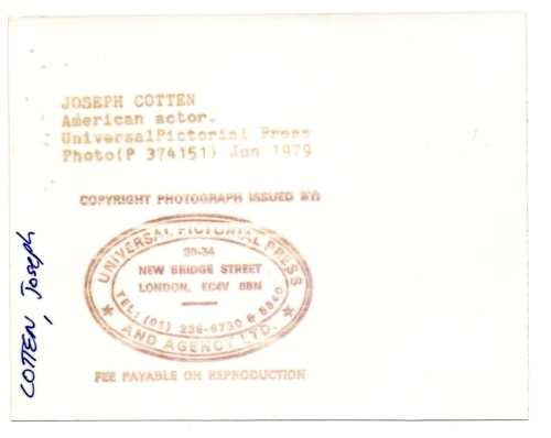 Universal Pictorial Press Photograph Newspaper Archive - Joseph Cotton - Jun 1979