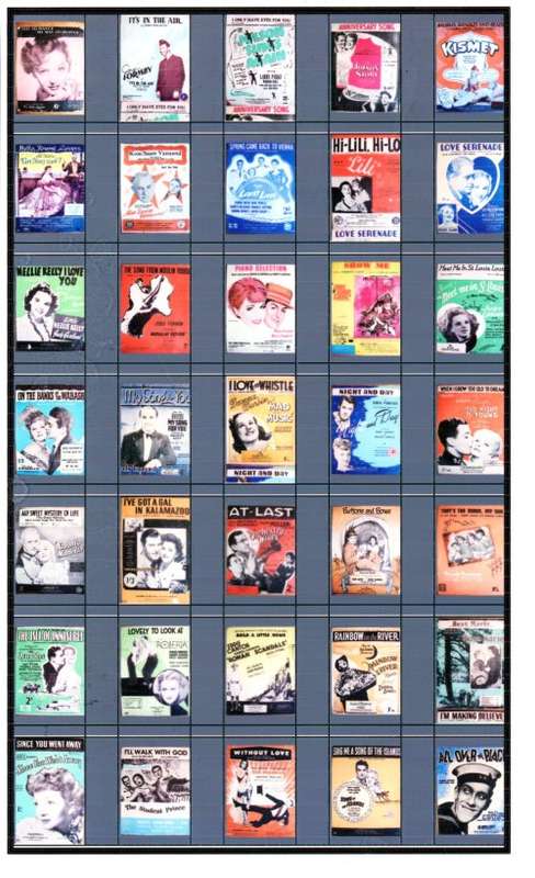 Vintage Movie Songs Sheet Negative