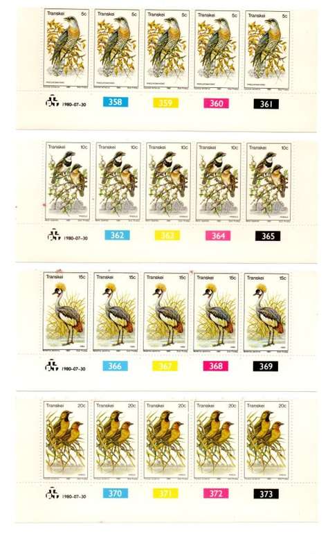 Transkei  1980/07/30 Birds Control Block Set