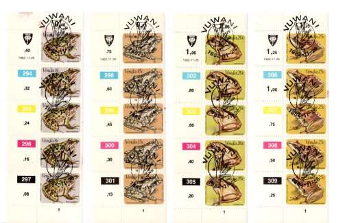 1982 Venda Frogs FDC 1.13 and Block Set