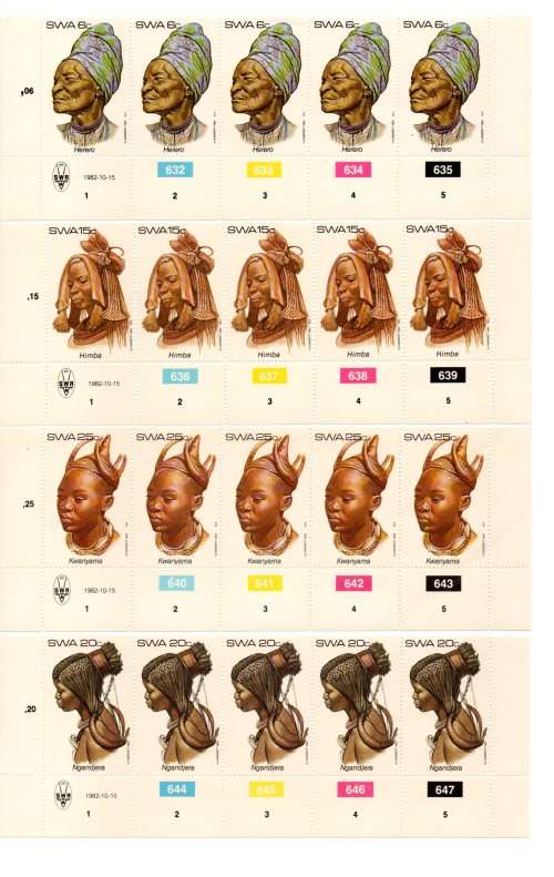 South-West Africa 1982/10/15 Head Dresses Control Block Set