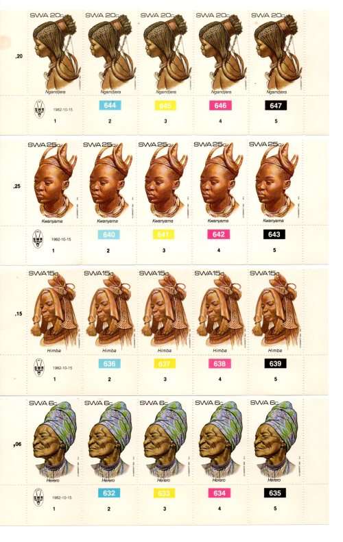 South-West Africa 1982/10/15 Head Dresses Control Block Set