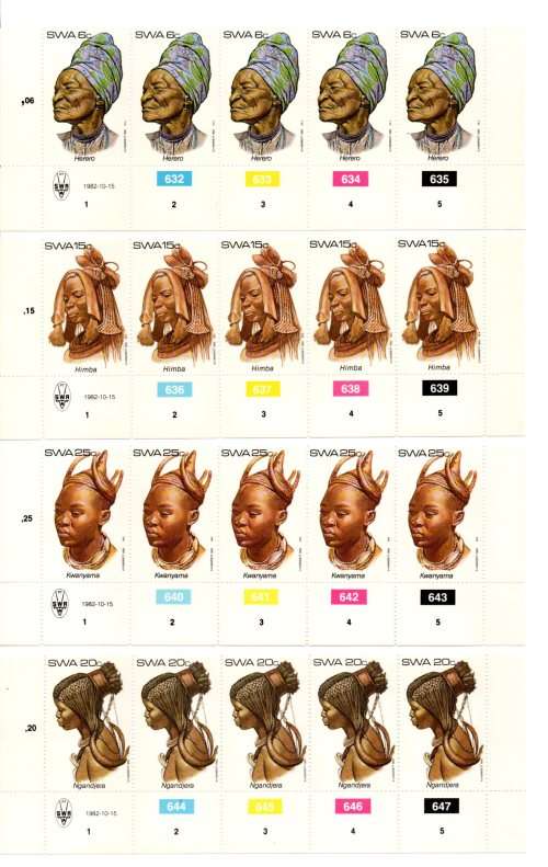South-West Africa 1982/10/15 Head Dresses Control Block Set
