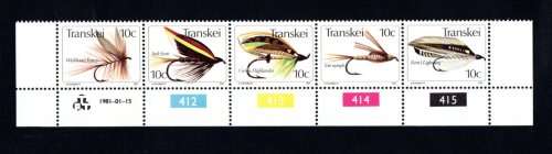 Transkei 1981/01/15 Fishing Flies Crafted in Transkei Control Block Strip