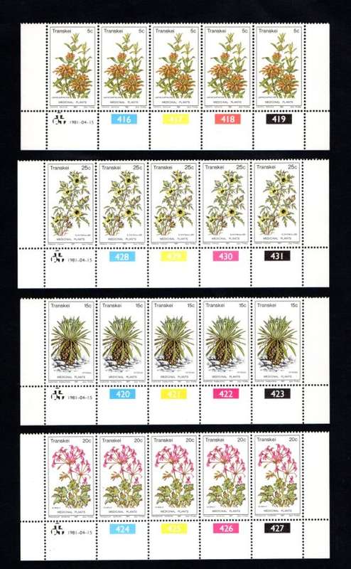 Transkei 1981/04/15 Medicinal Plants 2nd Series Control Block Set