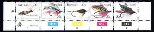 Transkei 1983/03/02 Fishing Flies 4th Series Control Block Strip
