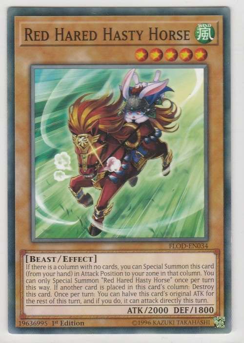 Yu-Gi-Oh! - Red Haired Hasty Horse - Flames of Destruction (FLOD-EN034) - Short Print - 1st Edition