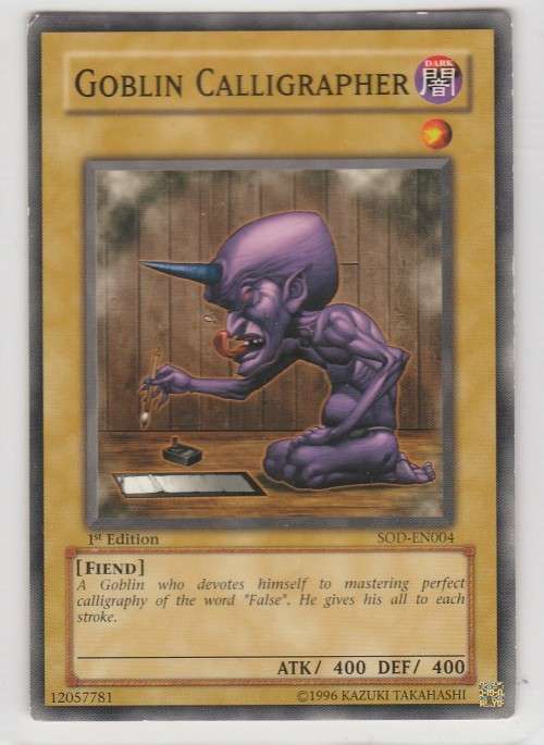 Yu-Gi-Oh! - Goblin Calligrapher - Soul of the Duelist (SOD-EN004) - Common- 1st Edition