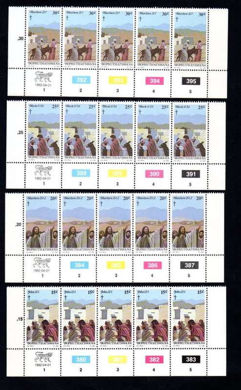 Bophuthatswana 1982/04/01 Easter Stamps Control Block Set