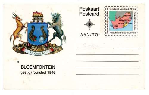 RSA Inland Postage Paid Bloemfontein 1846 Postcard