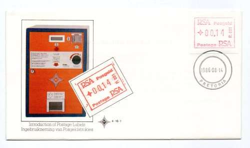1986 RSA Vending-Machine Postage Labels FDC 4.16.1
