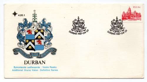 1987 RSA Additional Stamp Value 4th Definitive Series FDC 4.20.1