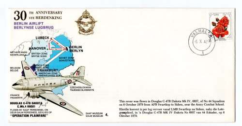 1979 RSA SA Airforce (SAAF) 30th Anniversary Berlin Airlift # 1931/10 000 Commemorative Cover *Signe