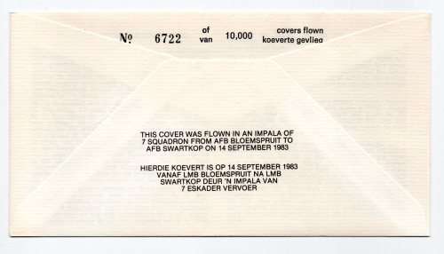 1983 RSA SA Air Force (SAAF) 7 Squadron in the Invasion of Kos # 6722/10 000 Commemorative Cover # 1