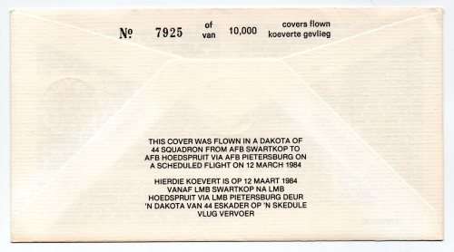 1984 RSA  SA Air Force (SAAF) Eskader 44 Squadron # 7925/10 000 Commemorative Cover #15