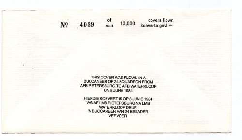 1984 RSA SA Air Force (SAAF) The Glorious First of June # 4039/10 000 Commemorative Cover # 16