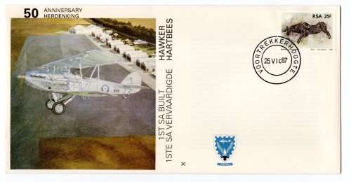 1987 RSA SA Air Force (SAAF) 1st SA Built Hawker # 3944 /7 000 Commemorative Cover # 30