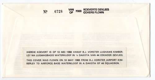 1988 RSA SA Air Force (SAAF) 75th Anniversary Recruiting Campaign # 6728/7000 Commemorative Cover #