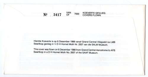 1988 RSA SA Air Force (SAAF) 50th Anniversary South African Womens Aviation Association # 3417/7000