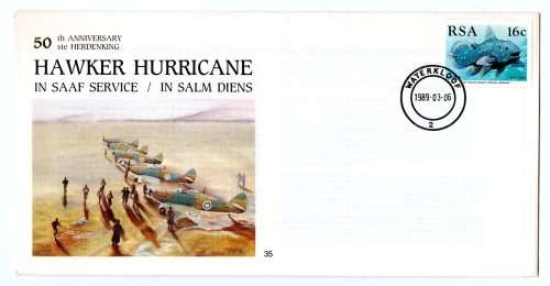 1989 RSA SA Air Force (SAAF) 50th Anniversary Hawker Hurricane # 4095/5000 Commemorative Cover # 35