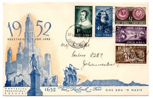 1952 RSA 1652 Van Riebeeck - Fees 1952 Prestasie oor 300 Jare Commemorative Cover