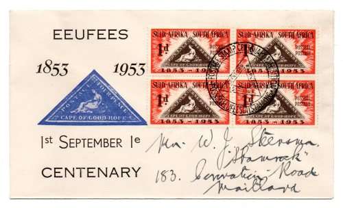 1953 RSA Centenary 1 September 1953 Commemorative Cover