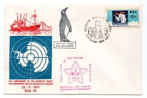 1971 RSA 10th Anniversary of the Antarctic Treaty RSA 10 Commemorative Cover