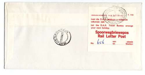 1977 RSA Vintage Train to Matjiesfontein Rail Letter Post #656 Commemorative Cover