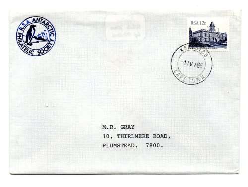 1985 RSA Antarctic Philatelic Society Cover
