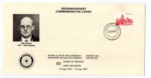 1987 RSA Rotary Club of Stellenbosch  Gert Moller Commemorative Cover