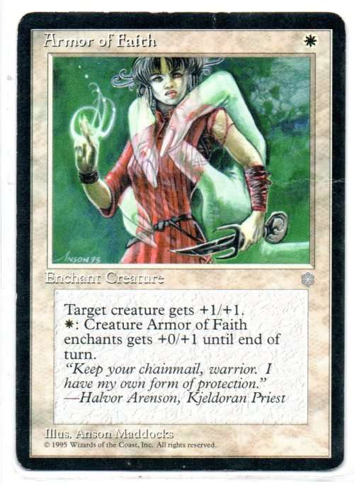 Magic The  Gathering 1995 - Armor of Faith - Common - ice Age