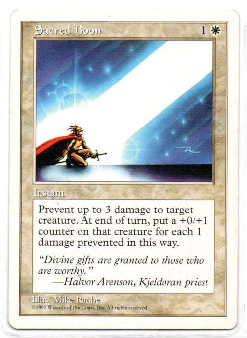 Magic The Gathering 1997 - Sacred Boon - Common - 5th Edition