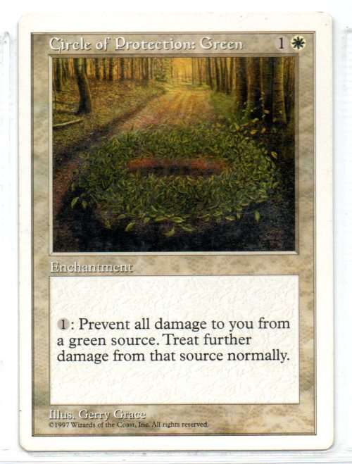 Magic The Gathering 1997 - Circle of Protection: Green - Common - 5th Edition