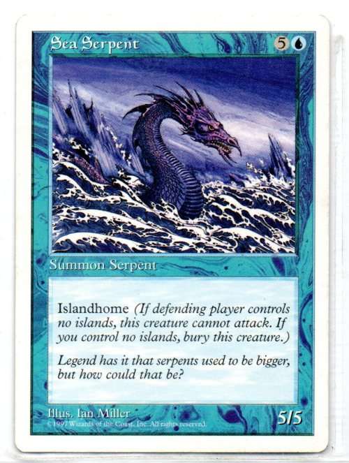 Magic The Gathering 1997 - Sea Serpent - Common - 5th Edition
