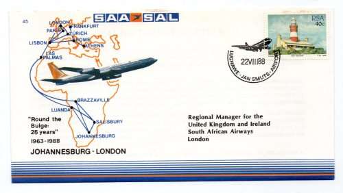 1988 RSA SAA JHB-London 25 years Commemorative Cover 45