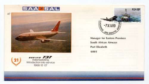 1989 RSA SAA Boeing 737 Introduction to Service Commemorative Cover 47