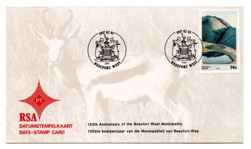 1987 RSA 50th Anniversary of the Beaufort West Municipality Date-stamp Card