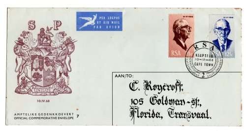 1968 RSA Inauguration State President Commemorative Cover FDC 7