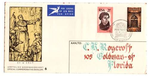 1967 RSA Reformation Official Commemorative Envelope FDC 6