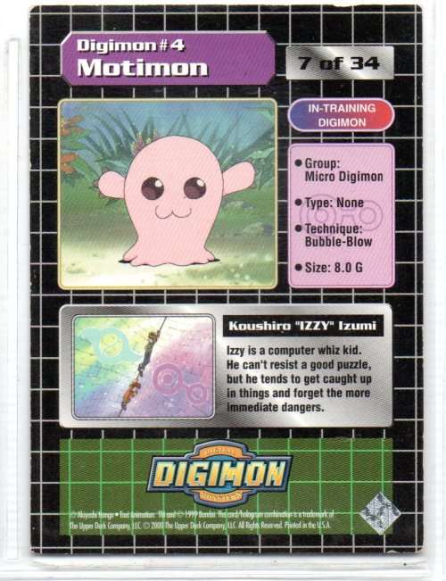 1999 Bandai Upper Deck Digimon Series 1 - Izzy & Motimon 7/34