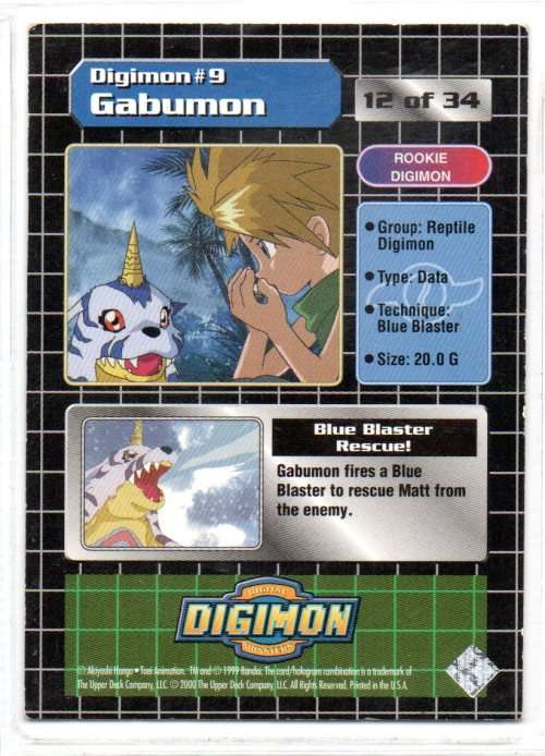 1999 Bandai Upper Deck Digimon Series 1 - Gabumon 12/34