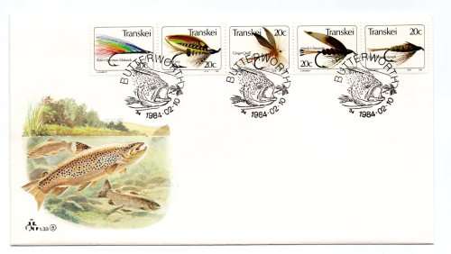1984 Transkei Fishing Flies FDC 1.33.5 Starting Kent`s spectrum mohawk